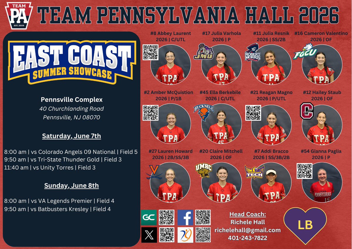 Excited to take the field a week from today with this group and some guest players as we currently have 7 players still competing in the PIAA playoffs for their HS! 

Check us out coaches!! We will have some uncommitted 2027 and 2028 grads with us as well! 

#teampaproud