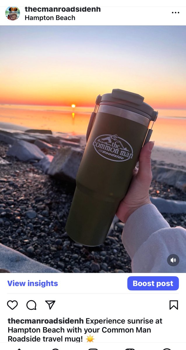 theCManRoadside's tweet image. Experience sunrise at Hampton Beach with your Common Man Roadside travel mug! ☀️ #nh 
#hamptonbeach #nhseacoast
