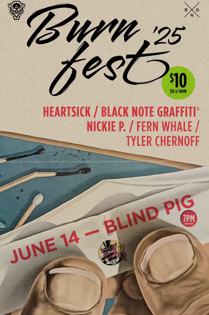 This is going down! <a href="/BlindPigAA/">Blind Pig</a> <a href="/heartsickband/">Heartsick</a> Tickets: 
ticketweb.com/event/burnfest…