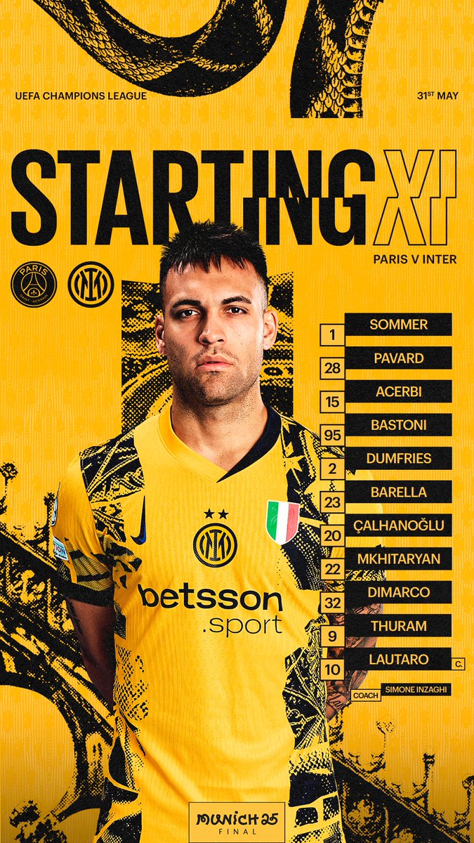 Inter_en's tweet image. Your Nerazzurri line-up for the #UCLFinal 📋

#ForzaInter #ParisInter