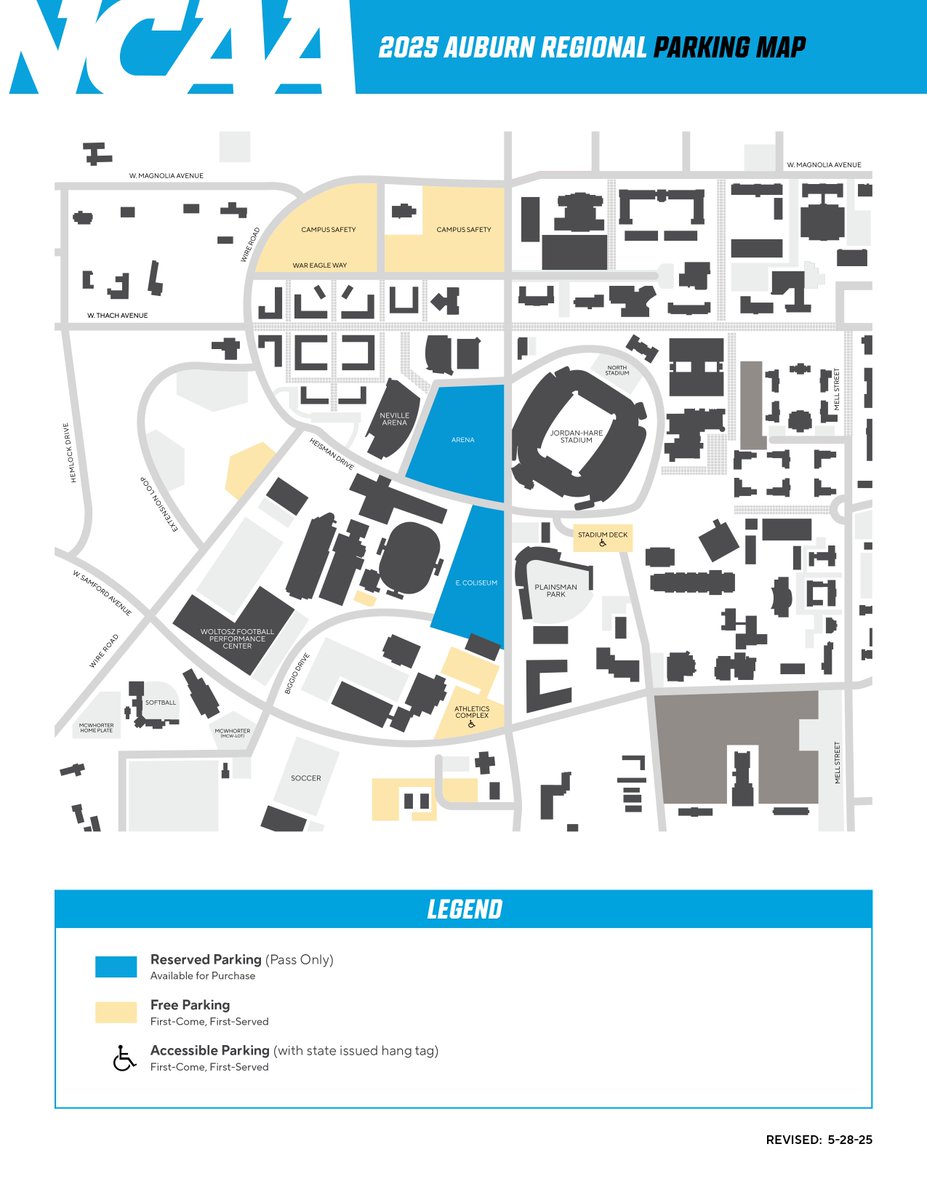 ⚾️ Auburn Regional Day 2: Parking Update

Reminder: Samford Ave is closed between Mell St and Duncan Dr.

Arrive early for the Auburn game as traffic and entry is expecting to be heavy when gates open.

🔗 Parking Info: auburntige.rs/43G7LkJ

🎟️ Purchase Day 2 Parking: