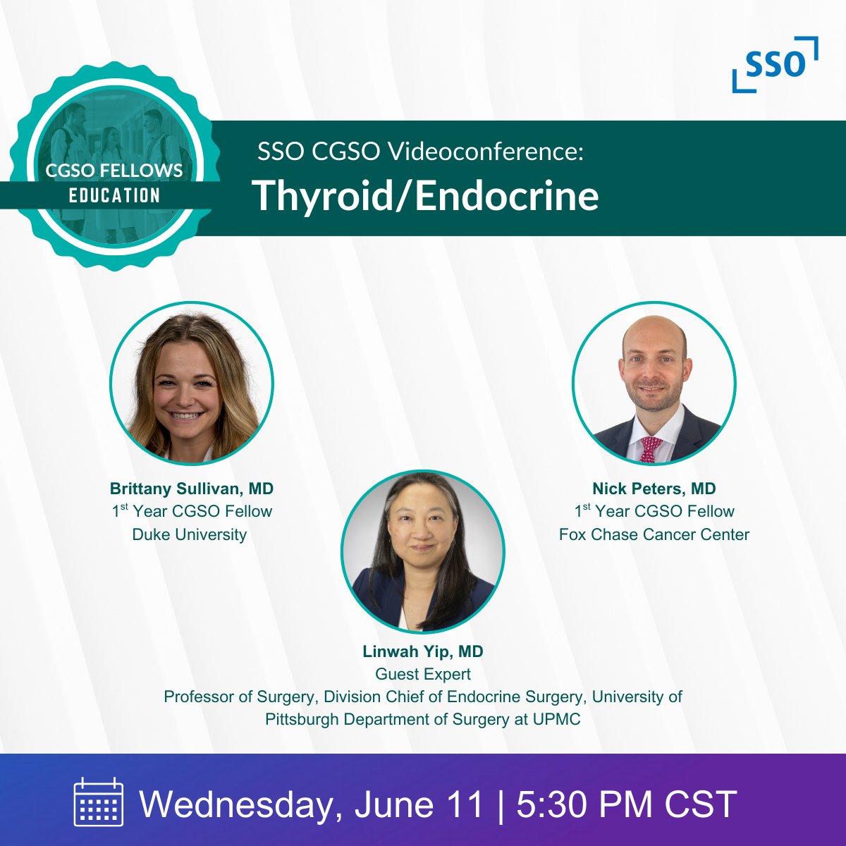 Join us for an upcoming session focused on Thyroid/Endocrine featuring live case presentations by fellows from Duke University and Fox Chase Cancer Center.

A guest expert will lead discussion and Q&amp;A will follow. ow.ly/ots050VXZzX