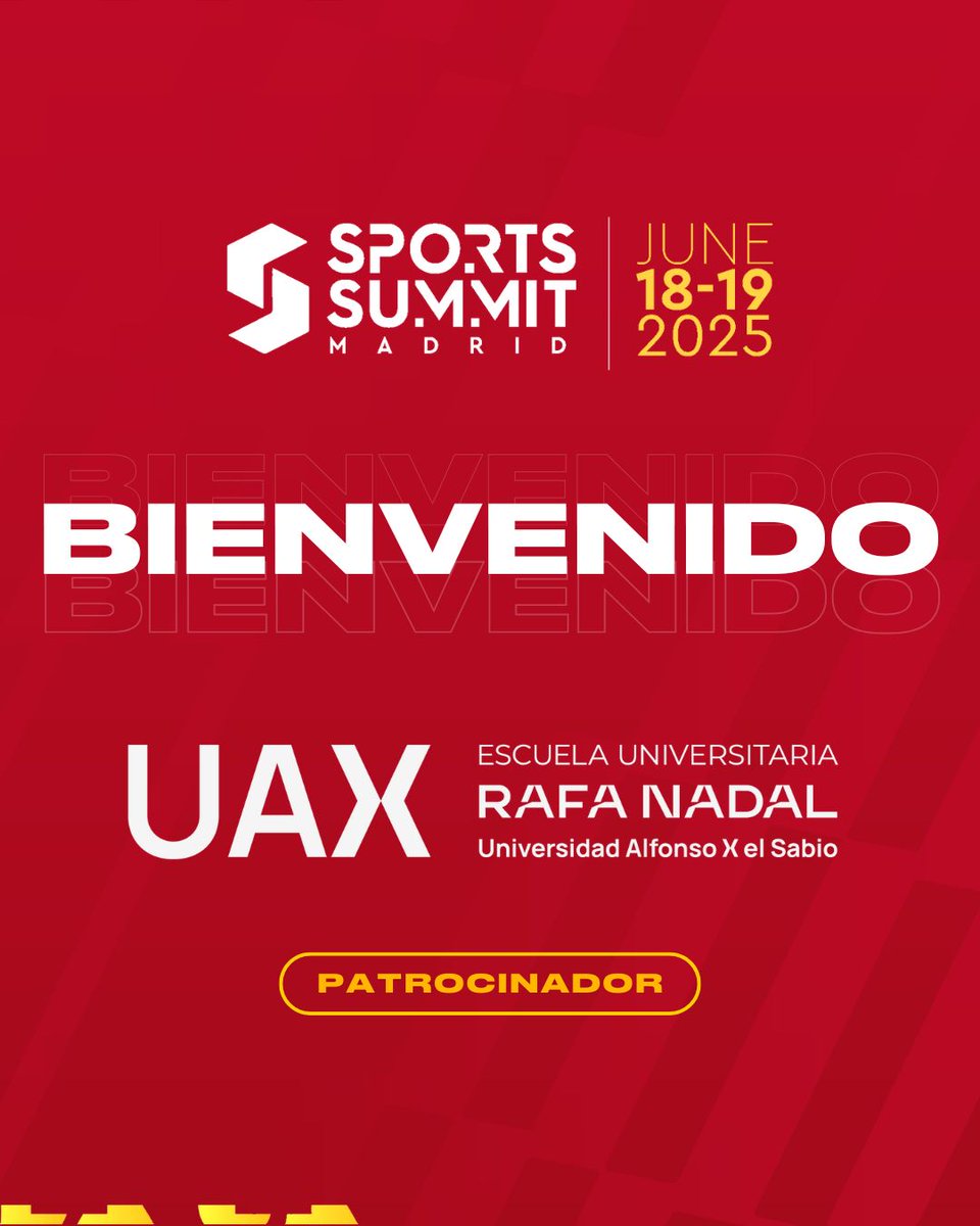 US🎓🏆 <a href="/uaxuniversidad/">UAX</a> Rafa Nadal joins SSM25 as a sponsor! A global reference in sport, health &amp; business education, and one of the 60 universities recognized by the IOC for promoting Olympic research. Discover their vision on June 18–19 at IFEMA Madrid. #SSM25
