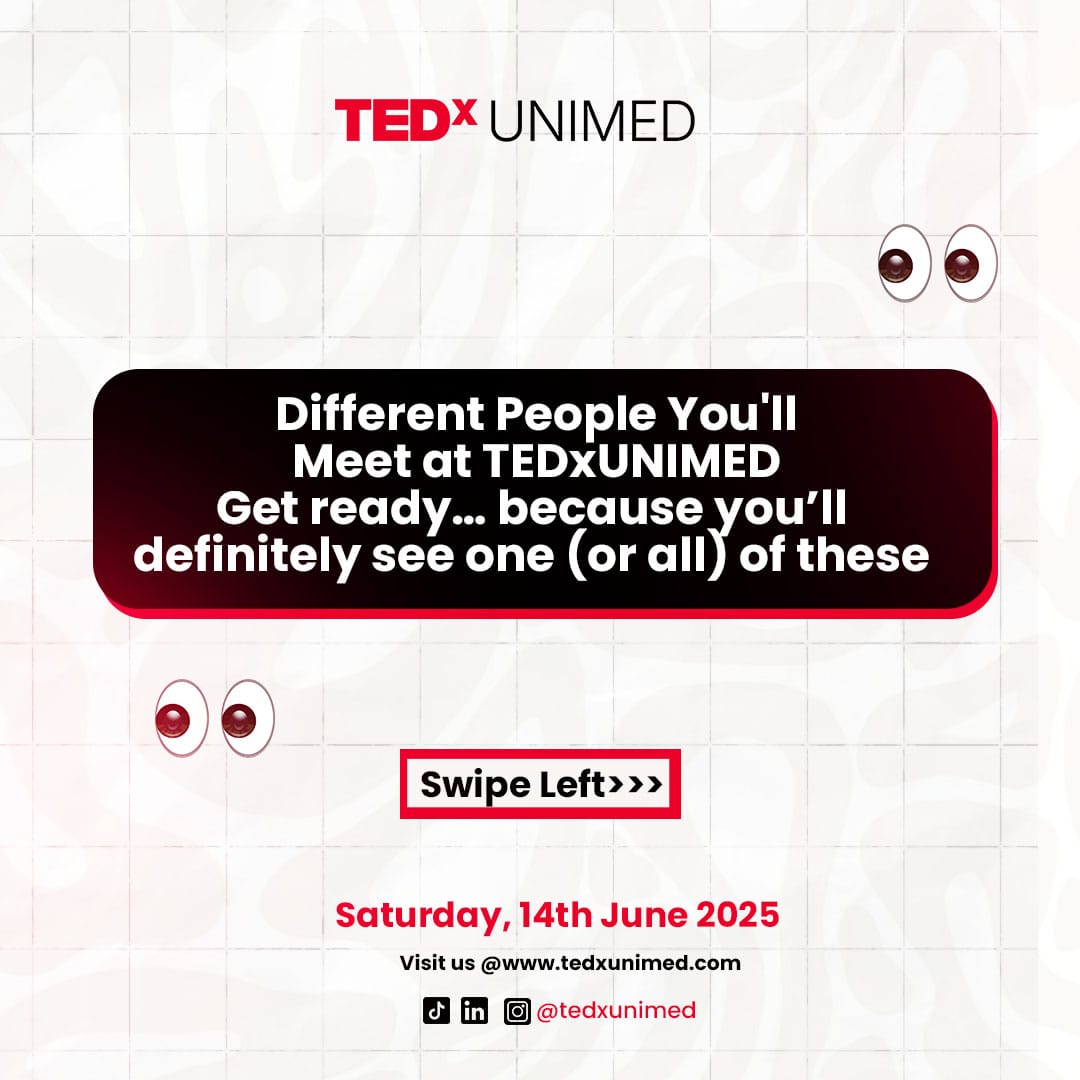 tedxunimed's tweet image. TEDxUNIMED is here
There are different people you will meet there
Let&apos;s have a sneak peek into some 😀
#TEDxTalks #Unimed #TedxUnimed