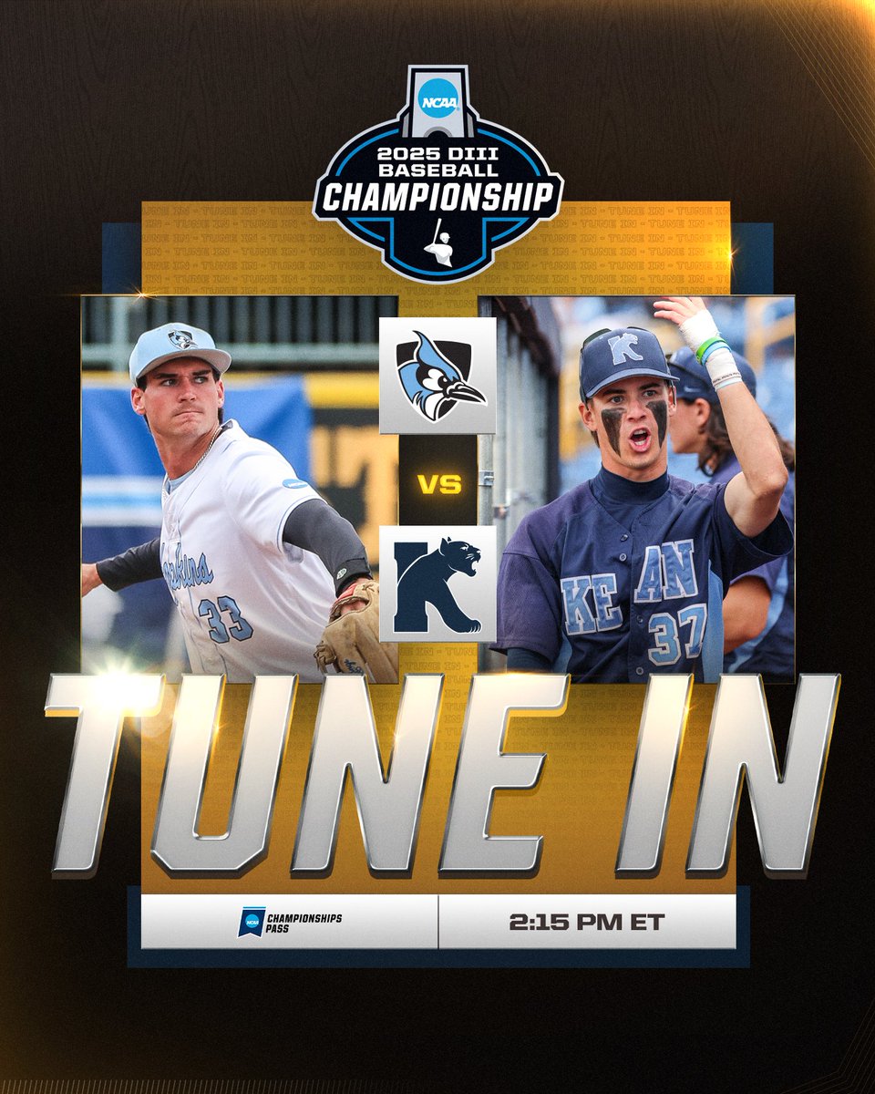 ‼️TUNE IN‼️

<a href="/JHUBaseball/">Johns Hopkins Baseball</a> 
🆚
<a href="/KeanAthletics/">Kean Athletics</a> 

📺📊 on.ncaa.com/25D3BSB5

#WhyD3 | #D3baseball