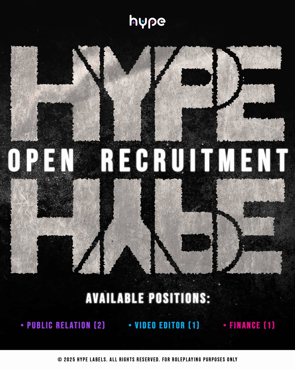 THEHYPELABELS's tweet photo. ㅤㅤ
[ 🔔 #HYPE_BOARD ]

𝙃𝙔𝙋𝙀 𝙇𝙖𝙗𝙚𝙡𝙨 𝙞𝙨 𝙣𝙤𝙬 𝙝𝙞𝙧𝙞𝙣𝙜! We're on the hunt for passionate, creative, and driven individuals to join our team.

Apply now at:
🔗 https://t.co/tKadIJ6imp

*𝘕𝘰𝘵𝘦: 𝘍𝘰𝘳 𝘳𝘰𝘭𝘦𝘱𝘭𝘢𝘺𝘪𝘯𝘨 𝘱𝘶𝘳𝘱𝘰𝘴𝘦𝘴 𝘰𝘯𝘭𝘺.
ㅤㅤ https://t.co/o3yIhXT3Gk
