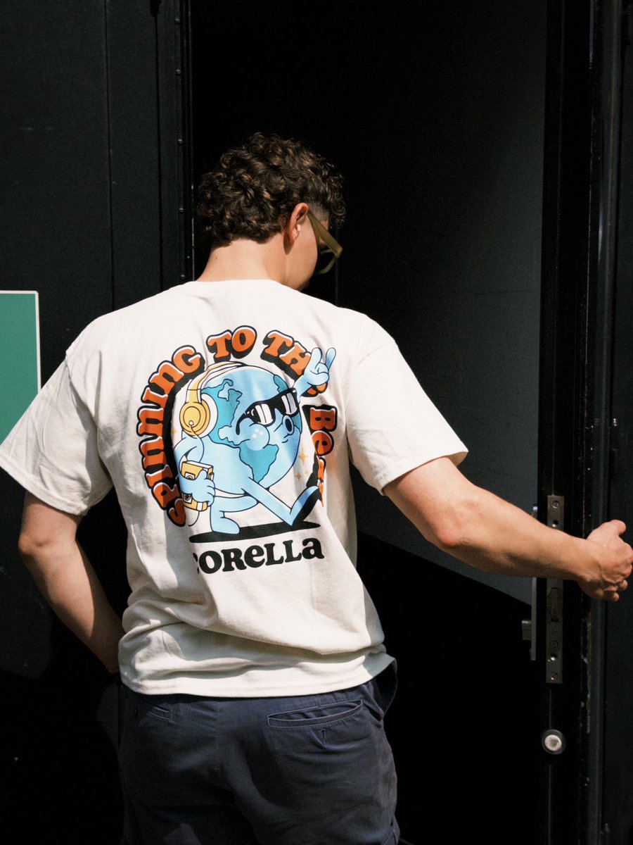 new merch 🌍🎧 
spinning to the beat. 
globe tee available now at all live shows.