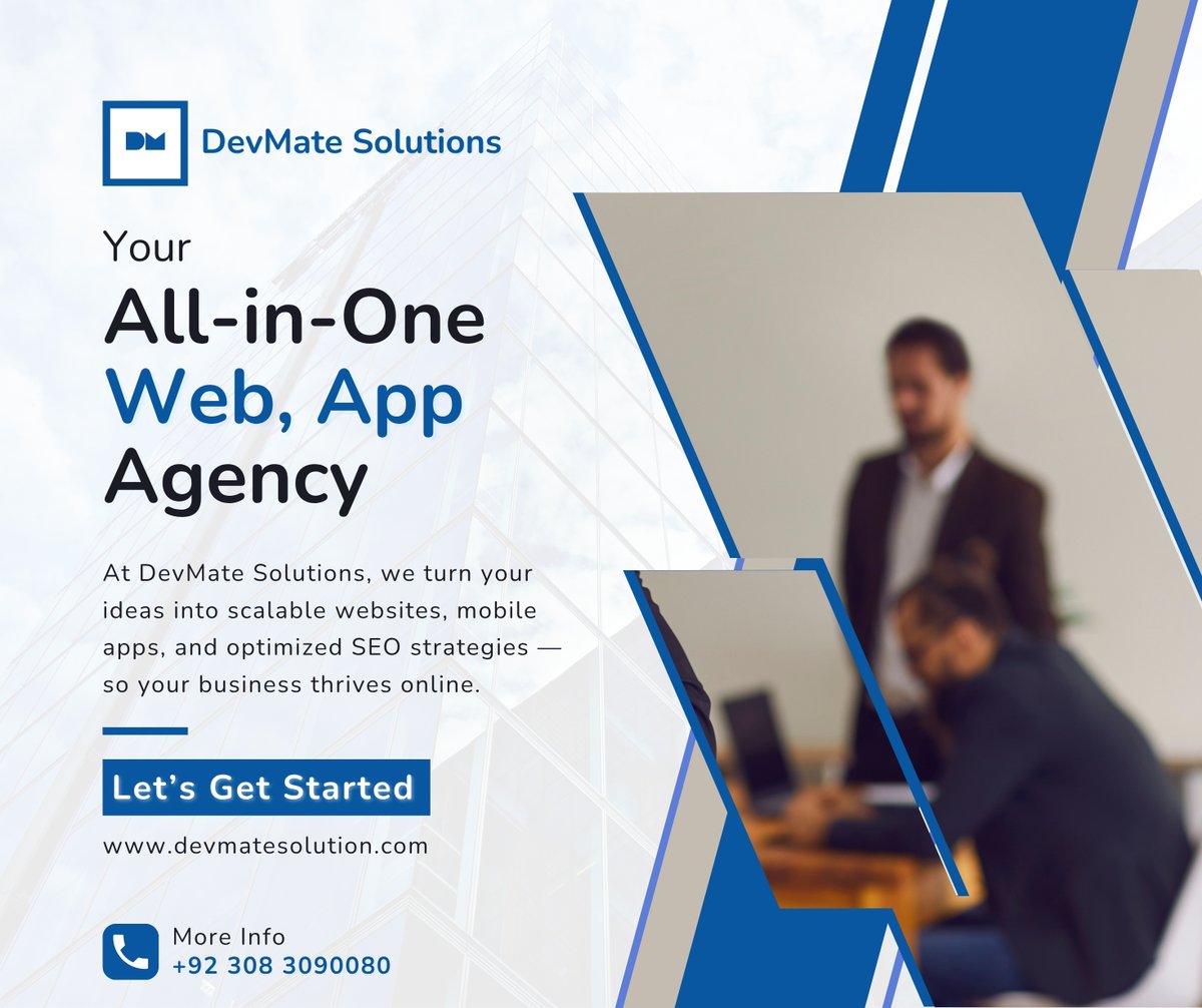 DevMateSolution's tweet image. One team. All solutions.
At DevMate Solutions, we build:
✔️ Web &amp;amp; Mobile Apps
✔️ UI/UX Experiences
✔️ SEO Strategies
Let’s get started 👉 devmatesolution.com

#DevMateSolutions #AppDevelopment #WebDev #SEO #UIUX
