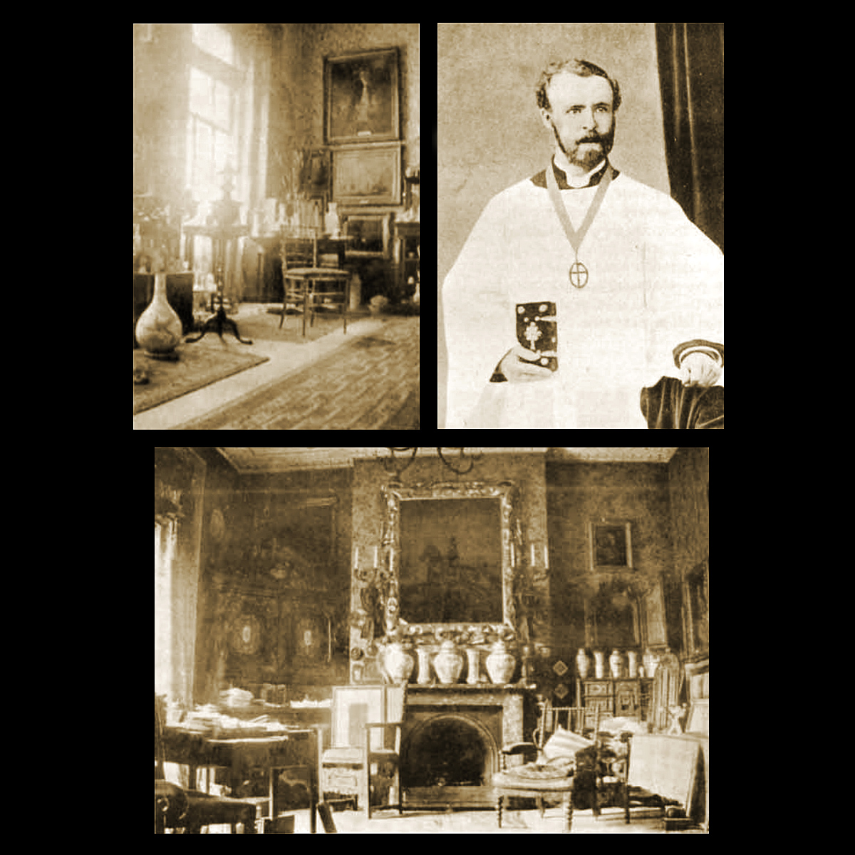 alchemiebooks's tweet image. The treasure-stuffed Camberwell home of Richard C. Jackson, aka Brother à Becket, a wealthy reclusive dilettante who was the beloved of Walter Pater, and died in 1923. Demolish immediately your bourgeois media room, and install a (bottom image) 'Salon di Dante'!