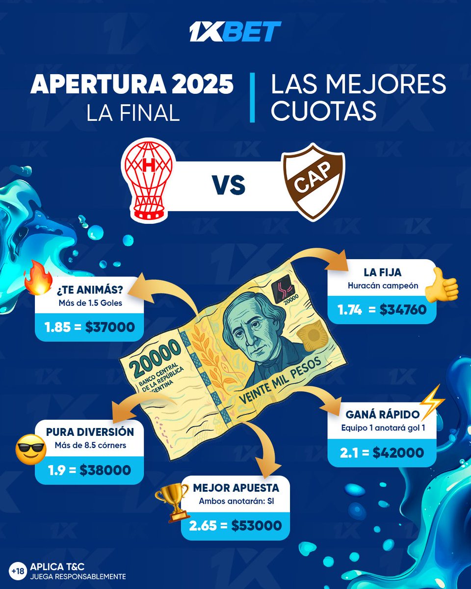 Además de apostar por el ganador en #Huracan vs #Platense, en #1XBET también tenemos otras opciones para que ganes 😎

¿Te animás? ▶️ cropped.link/hurvsplatw