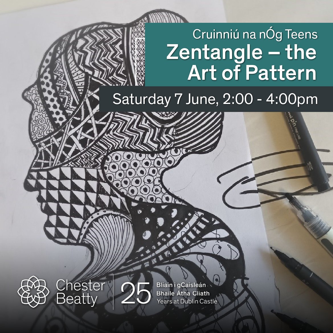 Join us for a creative and mindful activity exploring the meditative art of Zentangle.  You’ll be invited to fill your chosen form— portrait, animal, or object—with patterns inspired by the Chester Beatty collections. 🎟️FREE, no booking required. Limited to 15 participants.