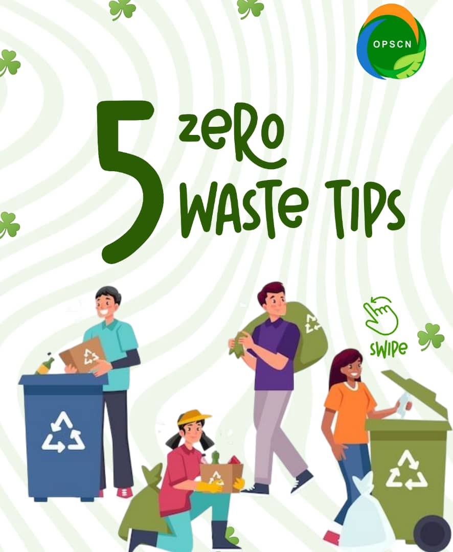 OPSCNigeria's tweet photo. We all can do this!
Here are tips to zero waste 🗑 

Join the challenge against waste✊️

#beatplasticpollution 
#opscn 
#plasticrecycle https://t.co/Fx1tHSfM3H