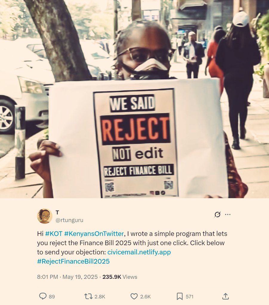 Govt has arrested activist Rose Njeri for creating a link for Kenyans to give their views on the 2025 Finance Bill.

She is currently being held at Pangani Police Station in Nairobi. #FreeRoseNjeri