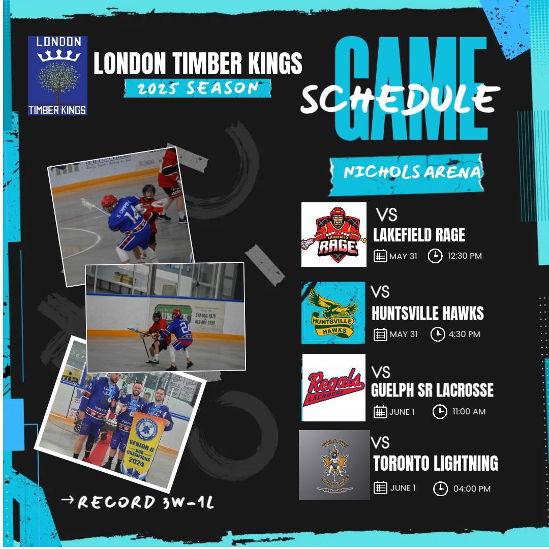 London Timber Kings are hosting a weekend of <a href="/SeniorSeriesLax/">Senior Series Lacrosse</a> play at Earl Nichols Recreation Centre 
gamesheetstats.com/seasons/9957/s…