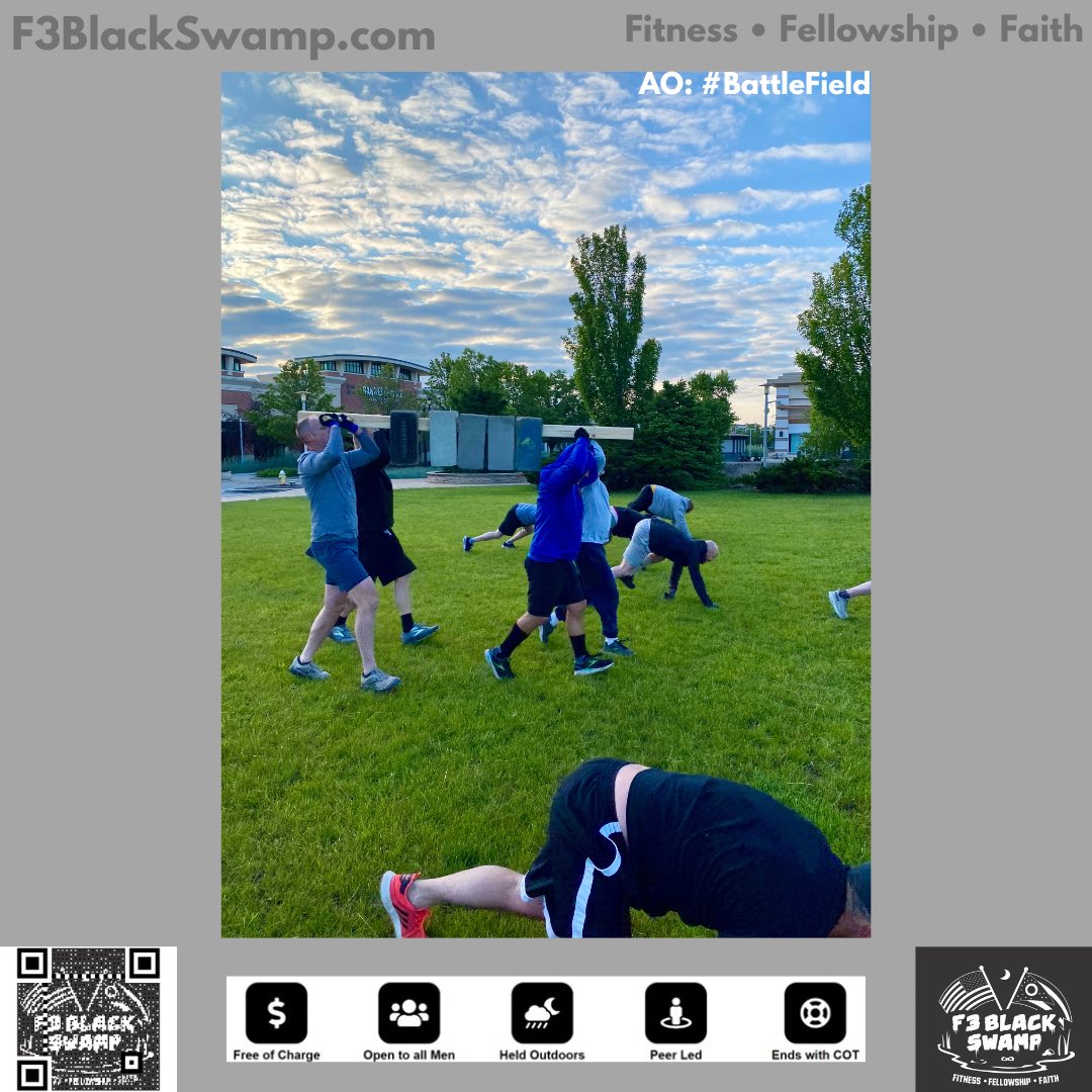 F3BlackSwamp's tweet photo. Two AO’s. Lots of rucking and running prior to the #Beatdown. How do you celebrate a 5-year #F3 Man-niversary?!? Doing hard things while lifting hard things. Congrats #Doubtfire !
#F3 #F3BlackSwamp #IronSharpensIron #Fitness #Fellowship #Faith https://t.co/uOdxMRrSto