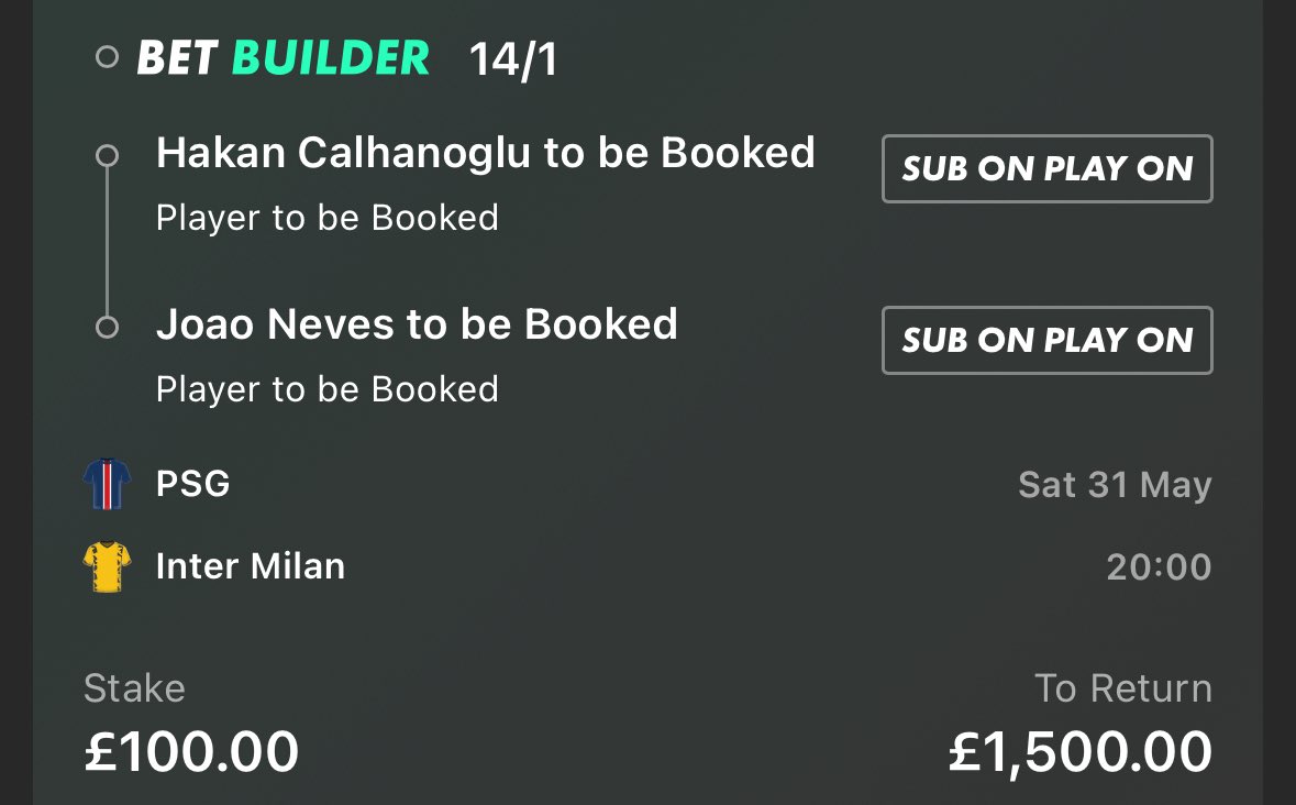 🤑£500 UCL FINAL GIVEAWAY🤑

If this bet wins we will give away a total of £500! (£100 x 5 people)

All you have to do is…

❤️Like this tweet
♻️RT this tweet
🙋‍♂️Follow this account

Both players have picked up plenty of cards and fouls this season🤞

Best of luck! 🍀🍀🍀🍀