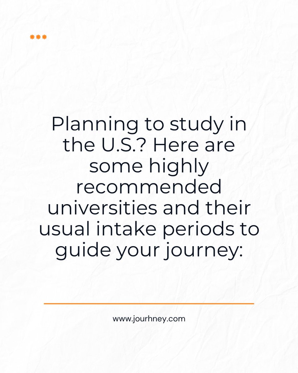 paywithjourhney's tweet image. Embarking on your study abroad journey is an exciting endeavor. By understanding the intake periods and planning accordingly, you can set yourself up for success in gaining admission to top U.S. universities.

 #StudyAbroadWithJourhney #StudentVisaTips