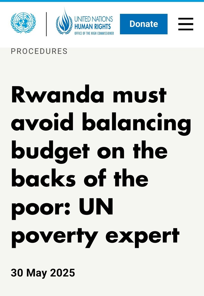 #Rwanda must avoid balancing budget on the backs of the poor : <a href="/UN/">United Nations</a> poverty expert.

ohchr.org/en/press-relea…

▫️De Schutter urged the government to strengthen public participation in order to address these concerns, warning that dismissing people’s criticism of its policies as