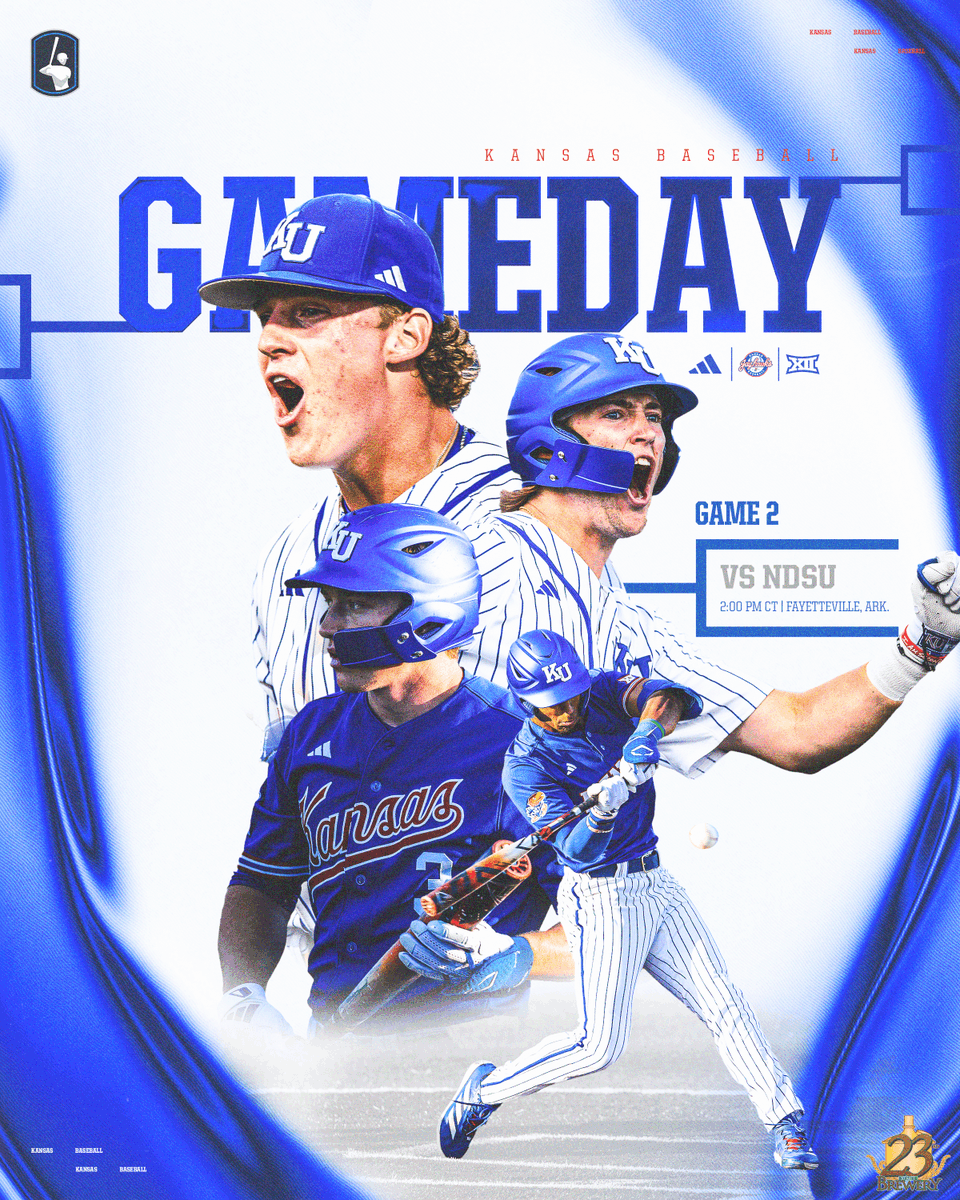 Kansas Baseball (@kubaseball) on Twitter photo Game Two.
Kansas vs. North Dakota St.
Baum-Walker Stadium | 2:00 p.m. CT on ESPN+
#RockChalk | <a href="/23rdStBrewery/">23rd Street Brewery</a> Game Two.
Kansas vs. North Dakota St.
Baum-Walker Stadium | 2:00 p.m. CT on ESPN+
#RockChalk | <a href="/23rdStBrewery/">23rd Street Brewery</a>