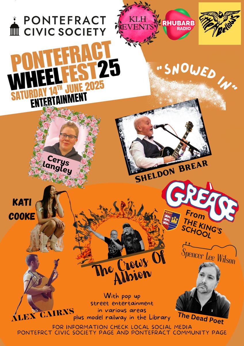 PontefractCivic's tweet image. 2 weeks to go to WHEELFEST25 &amp;amp; 1940s Ropergate. Here&apos;s entertainment offer. Free event for all ages. Put the date in your phone or calendar - Sat 14 June Pontefract Town Centre #wf25 #wheelfest #pontefract #cars #MilitaryHistory #singers #dancers #food #childrensactivities #rides