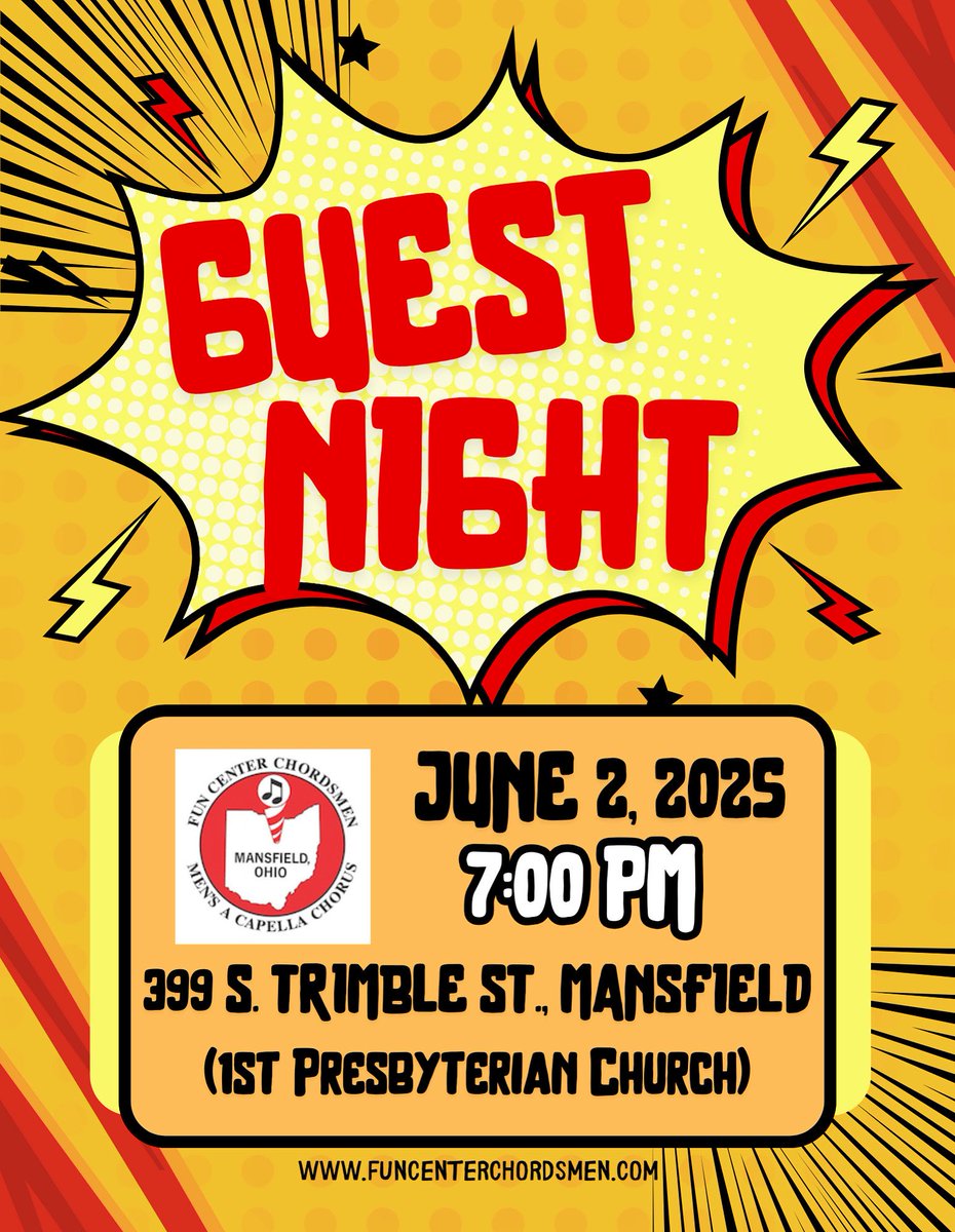 FunCenterChords's tweet image. Attn: Mansfield area men

If singing brings you joy and your looking for someplace to join other men with the same passion, why not give us a try this coming Monday night? We’d love to see and hear you!