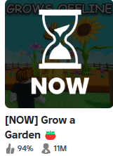 AyushmanBros's tweet photo. 11M CONCURRENT PLAYERS IN GROW A GARDEN! #ROBLOX #GrowaGarden https://t.co/5FfxhHyqvu