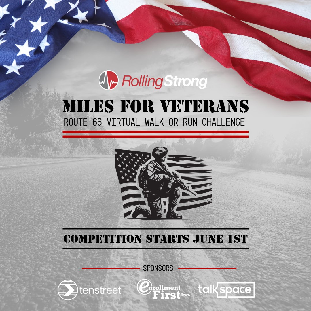 Enrollment1st's tweet photo. We are thrilled to partner with Miles For Veterans Waypoint Vets Inc. for the Route 66 Challenge! Honor our heroes by joining the virtual walk or run challenge. Your participation makes a difference! Sign up now and show your support!

https://t.co/RzPZw2faDh https://t.co/RvBFPpzDDl