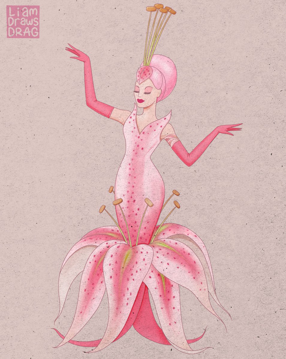 Decided to try an Erté style drawing of this gorgeous look 🌺 <a href="/TheTinaBurner/">Tina (Ronald) Burner</a> 💖 instagram.com/LiamDrawsDrag