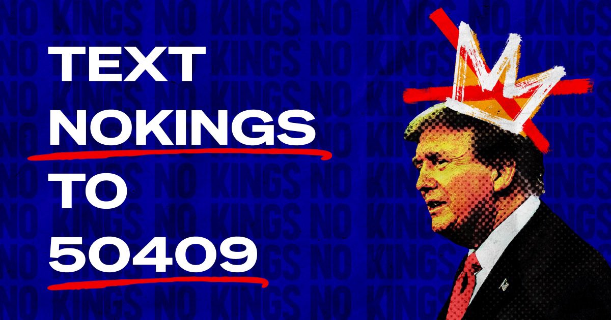Text NOKINGS to 50409 to find your nearest June 14 protest. It takes seconds to find it. Pass it on. 🚫👑