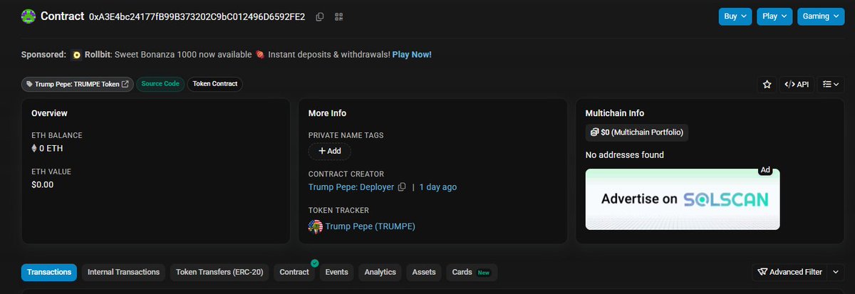 trumpecoineth's tweet photo. $TRUMPE is now verified on Etherscan! 🐸

https://t.co/yXxQl9vB4w https://t.co/1A4eLTV6qy