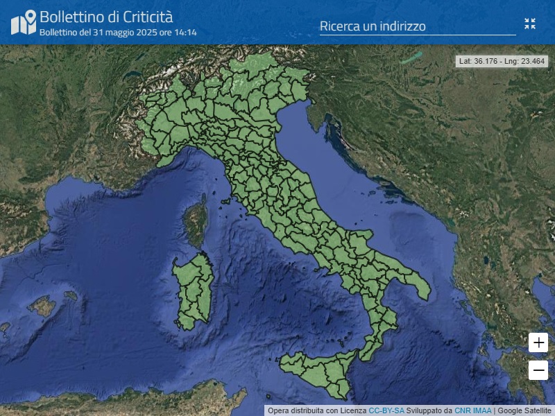 🗺 Il bollettino nazionale di criticità e allerta meteo-idro è il mosaico delle valutazioni diramate dalle Regioni per i rischi idrogeologico, idraulico e temporali.
🟢 Per domani, domenica #1giugno, la mappa indica assenza di fenomeni significativi ai fini di #protezionecivile.