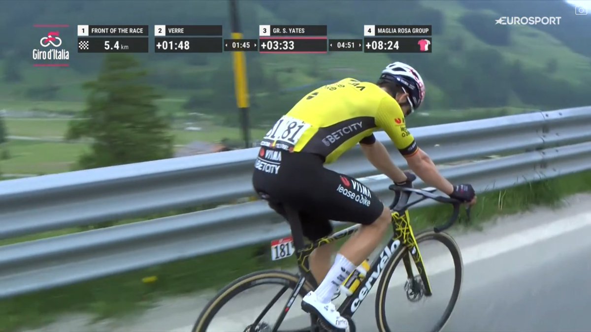 Wout has finished his masterpiece, he almost fell off his bike after pulling for Simon. CHAPEAU WOUT! 
#GirodItalia