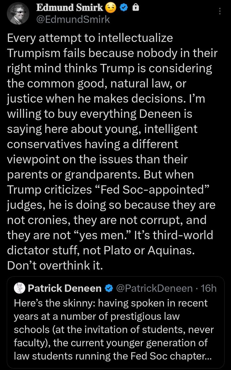 Thomas D. Howes (@thomasdhowes) on Twitter photo The whole modern history of Catholic anti-liberalism is one of either complete failure or of devolution to supporting old-fashioned thug rule--which is also a kind of failure.
<a href="/whypostlibfail/">Why Postliberalism Failed</a> The whole modern history of Catholic anti-liberalism is one of either complete failure or of devolution to supporting old-fashioned thug rule--which is also a kind of failure.
<a href="/whypostlibfail/">Why Postliberalism Failed</a>