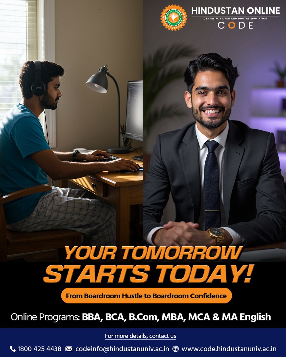 Shape your future with flexible, affordable, and industry-ready online degrees from CODE. Whether you're starting out or stepping up, our programs are designed to fit your goals and schedule.

#OnlineBBA #OnlineBCA #OnlineBCom #OnlineMBA #OnlineMCA #OnlineEducation #CODE