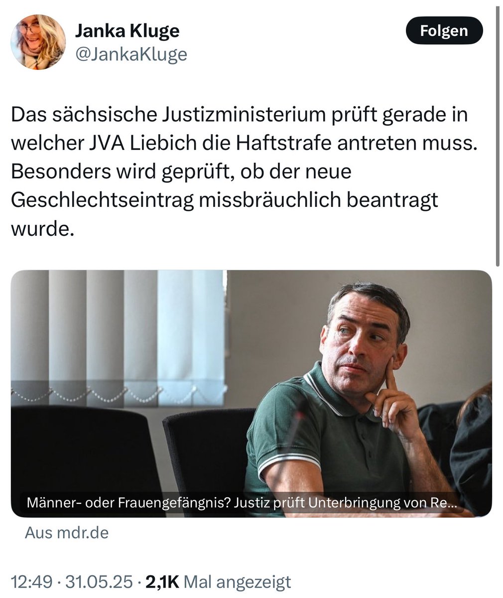 Liebich kann den Geschlechtseintrag nicht "missbräuchlich" erlangt haben. Die Änderung des Geschlechtseintrages steht jedem bedingungslos offen.