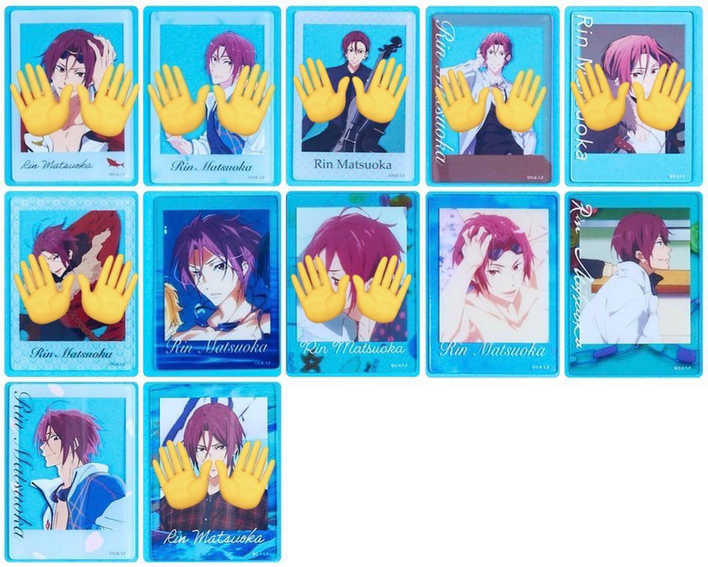 y_pb9pc2nb7's tweet photo. 【交換】Free! オケコン チェキ風クリアカード

譲：画像1•2枚目（真琴、郁弥、渚、怜、宗介、旭、日和、愛一郎）
※1枚目1段目オーロラ

求：（画像3•4枚目スタンプ以外）凛、遙

※オーロラはオーロラと交換希望
※郵送交換

お気軽にお声がけください https://t.co/H8Y2hHpZ82