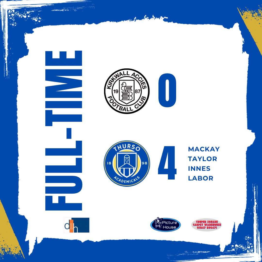 𝗙𝗨𝗟𝗟 𝗧𝗜𝗠𝗘 𝗥𝗘𝗦𝗨𝗟𝗧

Highland Amateur Cup Round 3 🔜

Best of luck to Kirkwall Accies for the remainder of the season.