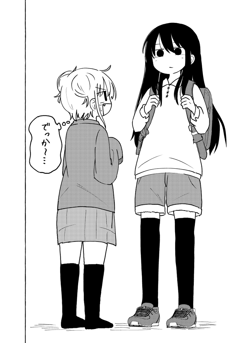 新刊はちっちゃいお姉ちゃんとでっかい妹ちゃんの話です!
本文12p+おまけで今回のネームが載ってますわよ～短めですが興味ある方はぜひ～～～。 