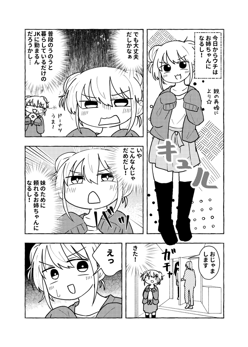 新刊はちっちゃいお姉ちゃんとでっかい妹ちゃんの話です!
本文12p+おまけで今回のネームが載ってますわよ～短めですが興味ある方はぜひ～～～。 