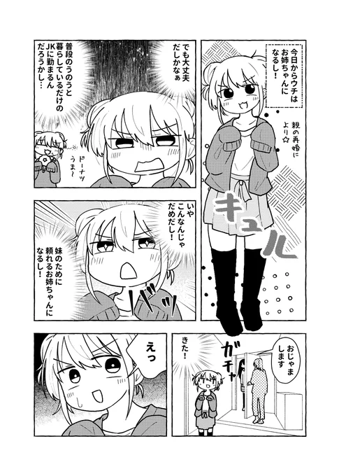 新刊はちっちゃいお姉ちゃんとでっかい妹ちゃんの話です!
本文12p+おまけで今回のネームが載ってますわよ～短めですが興味ある方はぜひ～～～。 