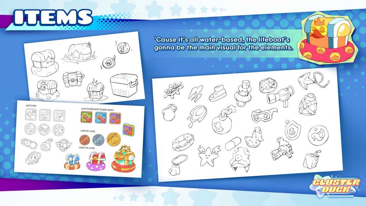 TreeStudios_'s tweet photo. π‘ Item design concept for a water - based game world.
We focused on cohesive visual identity with playful elements like lifeboats and rubber ducks.
Perfect for casual or cozy game design projects!
#GameArt #ItemDesign #GameDesign #ConceptArt #GameStudio #indiegames
