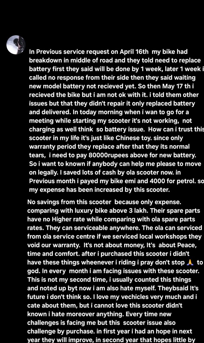 mshafir7's tweet photo. Please read it because  it will be very helpful this my personal experience  and rwview to you guys if you are buying ola scooter. My scooter is dead like condition. @OlaElectric
@IndianTechGuide
#olaelectric #olaexperience
#indiantech #indiaconsumer https://t.co/D7k2vuZ85e
