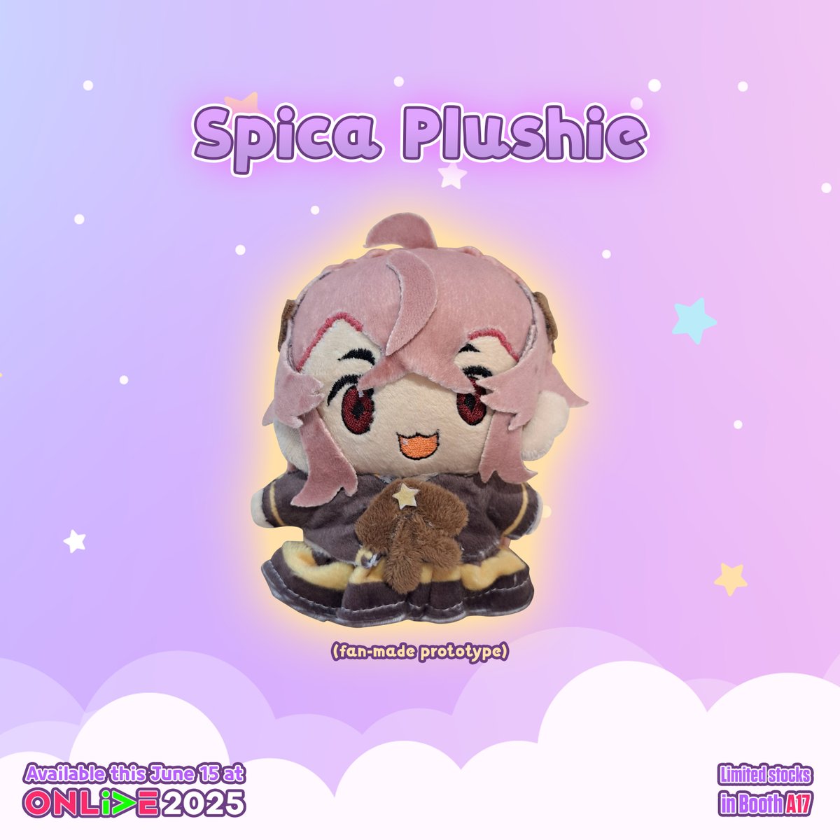 🛸💫 Big alien alert!! Our fan-made Spica plushie is crash-landing at ONLive!! 💫

This big alien is ready to invade your heart 💜✨
But shhh... this one's just a prototype from the stars, so stock is super limited! 🚨🌌
Adopt one before they beam back to the Planetarium! 💜