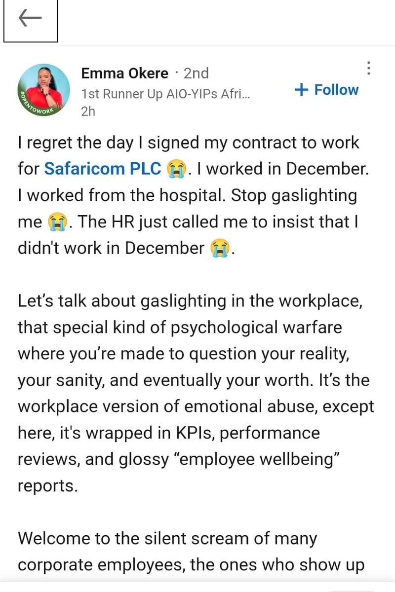 A lady regrets signing up to work for Safaricom