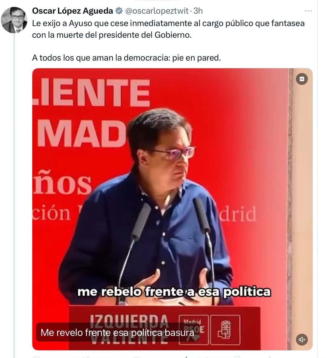 Hasta La Sexta lo ha desmentido y pedido perdón. El tal Óscar López es un verdadero residuo tóxico y un payaso patético. Y esta es la esperanza del PSOE en Madrid… ¿del de Page o el otro?