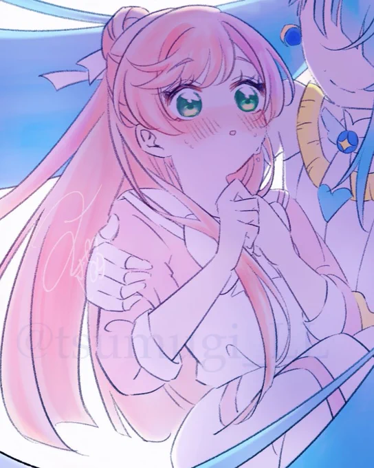 あげはさんとましろちゃん(ソラまし風味) #リプきたキャラの恋を自覚した瞬間の表情を描く