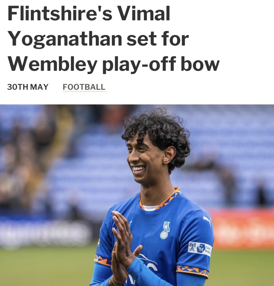 Good luck to Vimal, ex Flintshire PSFA player when he steps out at Wembley tomorrow playing for Oldham Athletic.