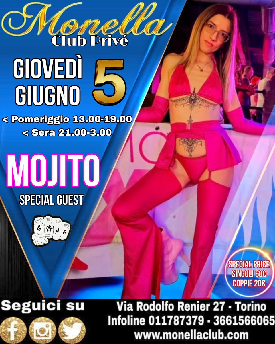Gianni ⭐Monella⭐ (@giannimonella) on Twitter photo Vi aspettiamo Giovedì 5 Giugno, pomeriggio e sera al <a href="/ClubMonella/">Monella Club</a> ❤️ in compagnia della meravigliosa #SPECIALGUEST
⭐MOJITO⭐ per una #GANGBANG davvero esplosiva 🔥
➡️ monellaclub.com
<a href="/mojito91_15/">mojitoreal</a> Vi aspettiamo Giovedì 5 Giugno, pomeriggio e sera al <a href="/ClubMonella/">Monella Club</a> ❤️ in compagnia della meravigliosa #SPECIALGUEST
⭐MOJITO⭐ per una #GANGBANG davvero esplosiva 🔥
➡️ monellaclub.com
<a href="/mojito91_15/">mojitoreal</a>
