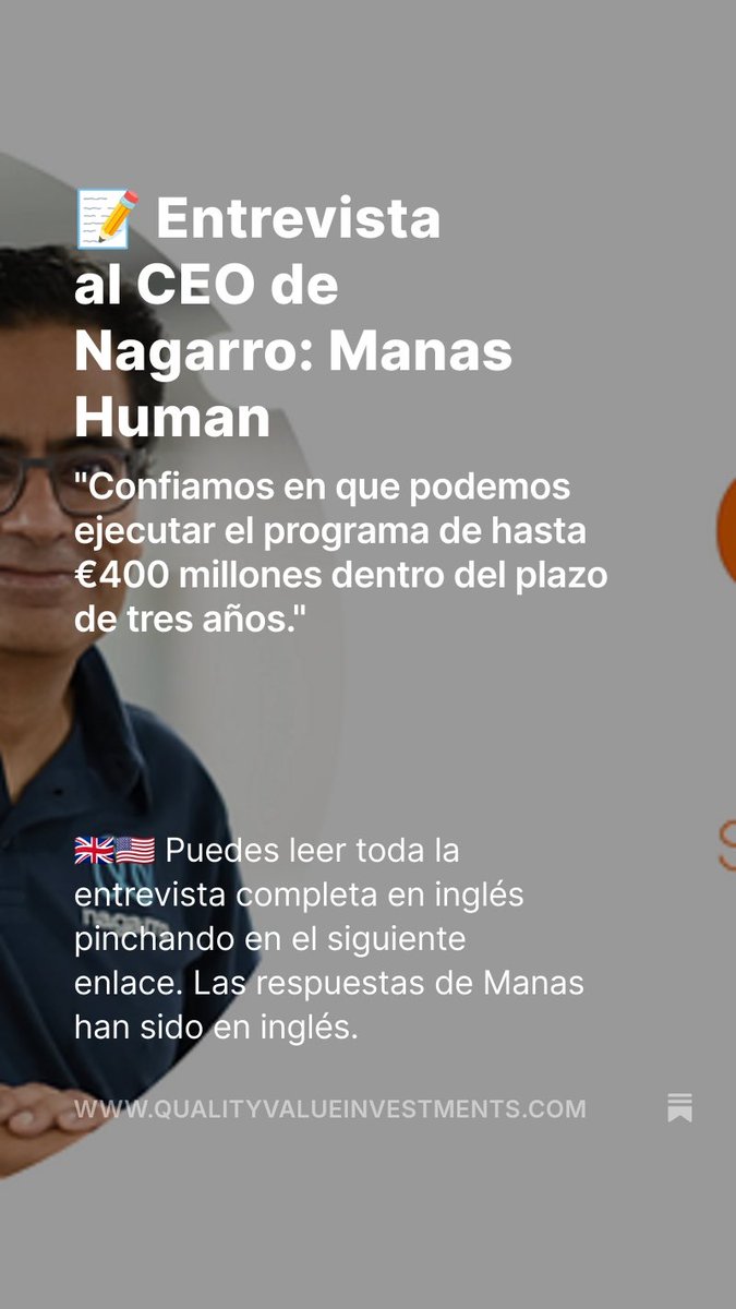 ✅ Publicada la entrevista completa con el CEO de <a href="/Nagarro/">Nagarro</a> Manas Human en la web de Quality Value Investments. 

👉🏻 Necesaria lectura para cualquier inversor de la acción o del sector IT.

 🙏Huge thanks to <a href="/manashuman/">Manas Human</a>  for generously sharing his time with the retail investor