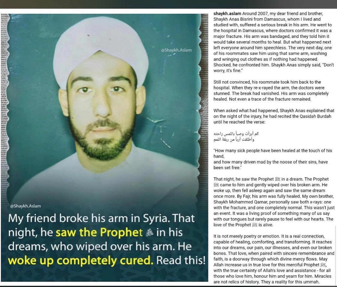 Reciting #QasidahBurdah has many benefits, read how it helped one person with a fractured arm. 
You just got to have faith and believe. 
#Salawat